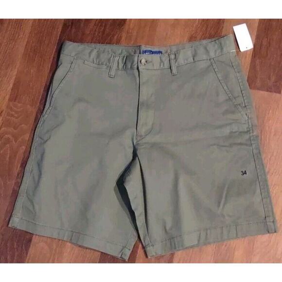 Sears Chino Shorts Men’s Size 34 Olive Green Flat Front Cotton Stretch Outdoors - Picture 1 of 4